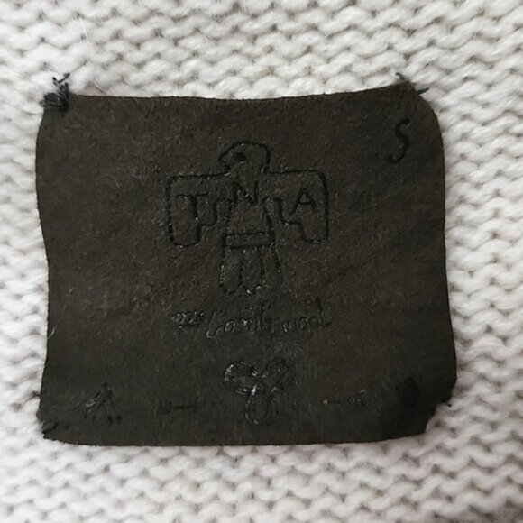 TNA Women's Knit Cream Taupe Lambs Wool Cowichan Zip Up Cardigan Pockets Size S - Picture 10 of 15